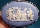 Wedgwood Blue Jasper Oval Sterling Silver Pin Brooch 1965