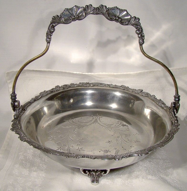 Monarch Silver Plate Handled Bride's Fruit or Bread Basket 1890s