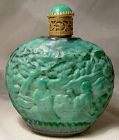 Curt Schlevogt Czechoslovakia Malachite Glass Perfume Bottle 1930s