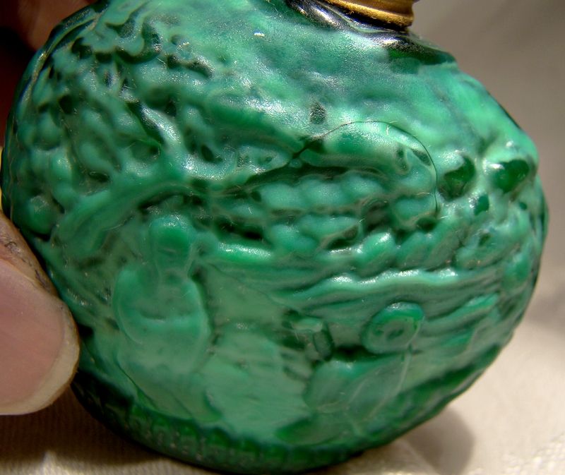 Curt Schlevogt Czechoslovakia Malachite Glass Perfume Bottle 1930s