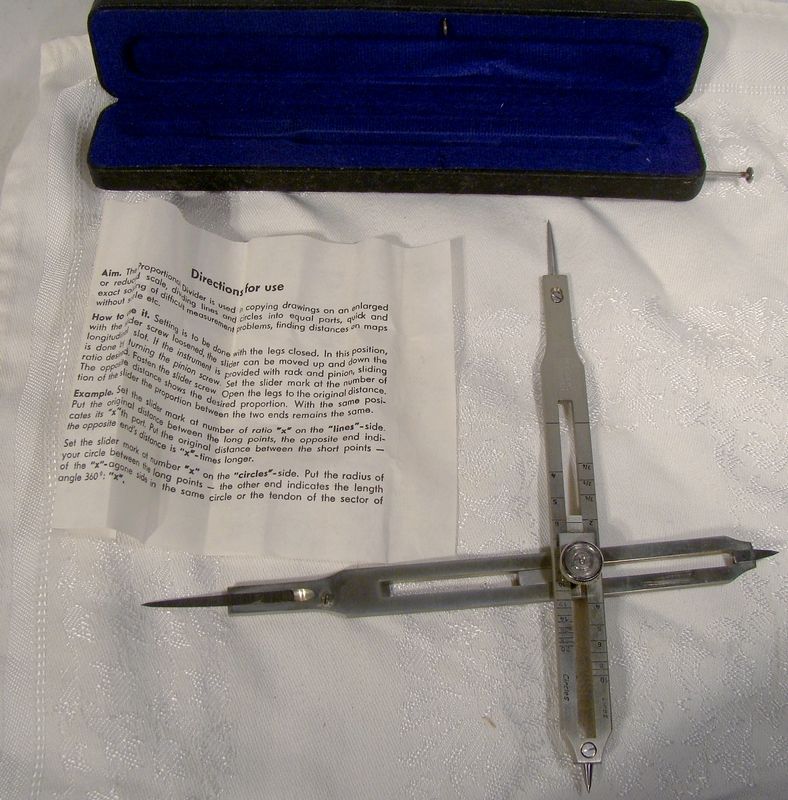 Vintage Ridgway's 45-2902 Proportional Divider Drafting Tool in Case
