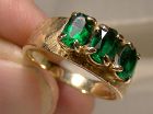 10K Green Tourmaline 3 Stone Row Ring Size 7