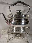 English Shell and Gadroon Silver Plated Tilt Kettle with Stand