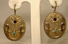 Portuguese Gilt Sterling Silver Earrings with Glass Stones 1960s 1970s