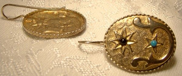 Portuguese Gilt Sterling Silver Earrings with Glass Stones 1960s 1970s