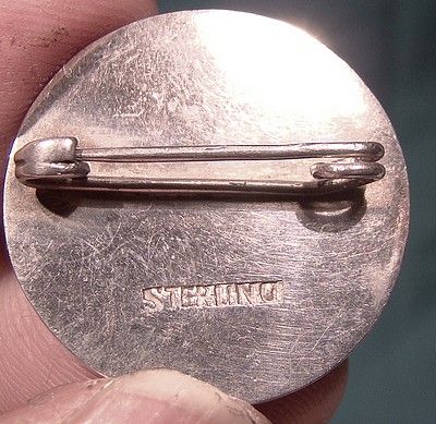 Blue Enamel Sterling Silver WIF Initials Pin Brooch 1910 1920