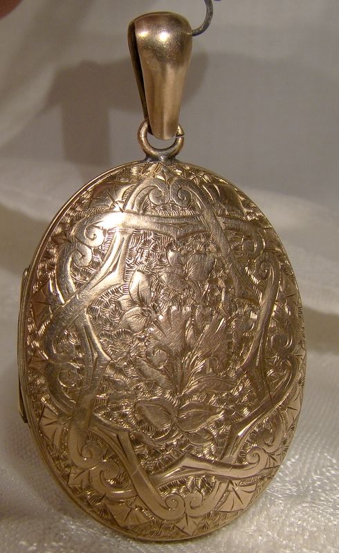 Hand Engraved Rose Gold Filled Large Photo Locket 1880s