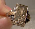 Art Deco Sterling and Gold Front Step Side Signet Ring 1920s Size 5-1/