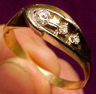 14K Birks Man's 3 Diamonds Row Ring Yellow White Gold 14 K Size 14+