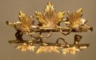 10K Triple Maple Leaf Three Colour Gold Pin Brooch 1940s