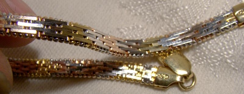 3 Colour Gilded Sterling Silver Curb Chain Bracelet