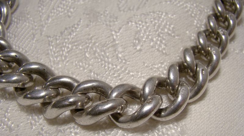 Heavy Sterling Silver Watch Chain Graduated Bracelet 1880s