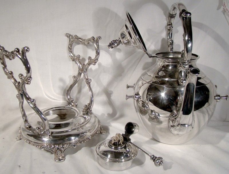 Rogers 7 Piece Silver Plated Tea Service Set with Tip Kettle 1950s