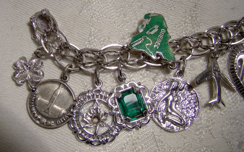 Forstner Sterling Silver Double Link Charm Bracelet with 13 Charms