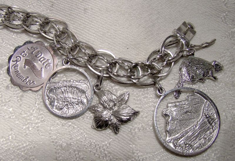 Forstner Sterling Silver Double Link Charm Bracelet with 13 Charms