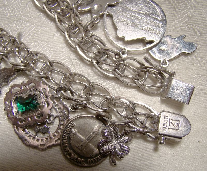 Forstner Sterling Silver Double Link Charm Bracelet with 13 Charms