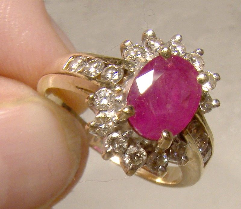 14K Ruby and Diamonds Ring 1980s with Appraisal - Size 6-1/2