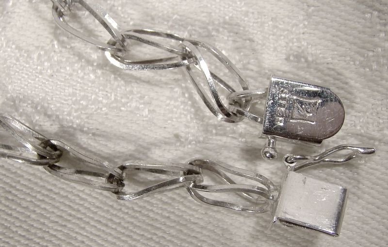 Forstner Fold Over Link Sterling Silver Charm Bracelet with 5 Charms