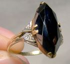 10K Art Deco Black Alaskan Diamond Ring 1930s - Size 5-1/2