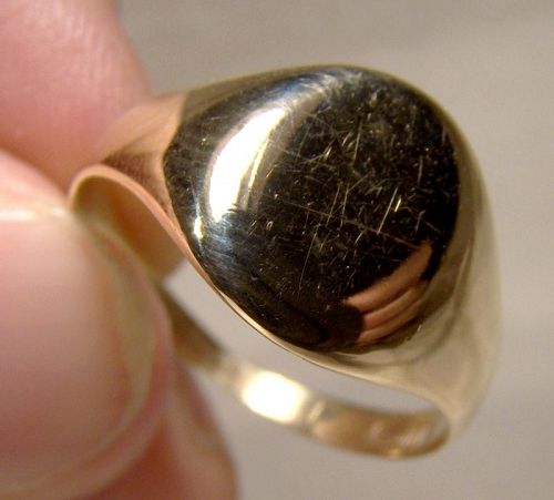 10K Yellow Gold Signet Ring with No Initials 1950s - Size 8-1/4