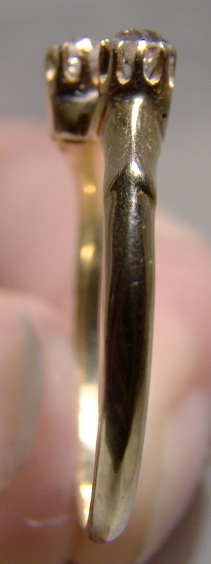 14K Twin Antique Cut Diamonds Ring Pre 1920 - Size 7