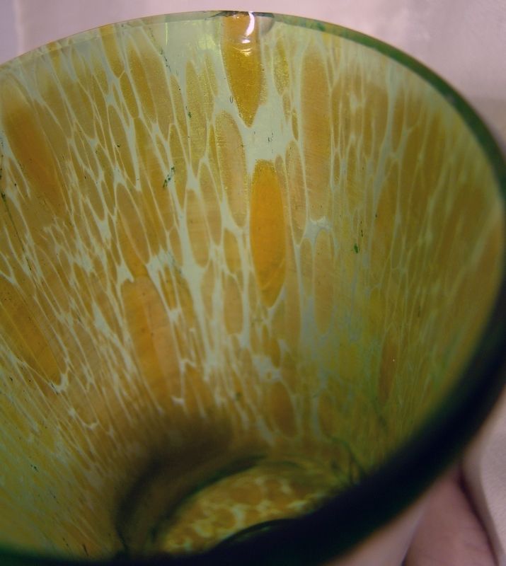 Loetz Crete Papillon 7&quot; Czech Art Glass Green Vase 1900
