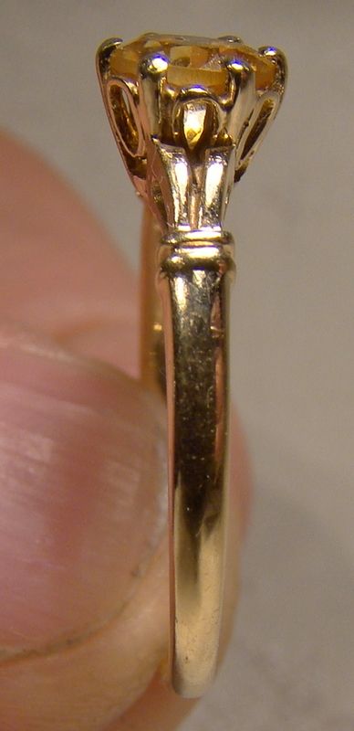 10K Citrine Citrene Solitaire Ring 1950s - Size 8