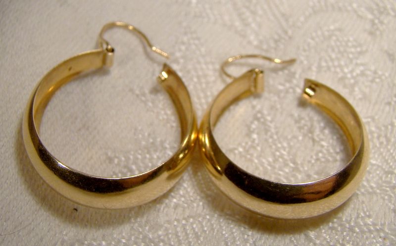10k Yellow Gold Hoop Earrings 1960s