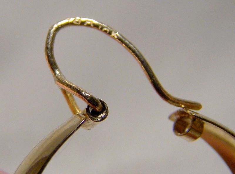 10k Yellow Gold Hoop Earrings 1960s