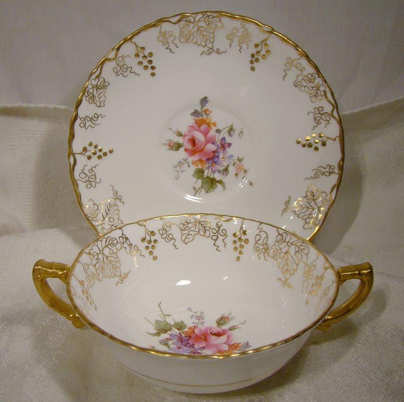 Royal Crown Derby Vine Posie Center Cream Soup Cup and Saucer A929