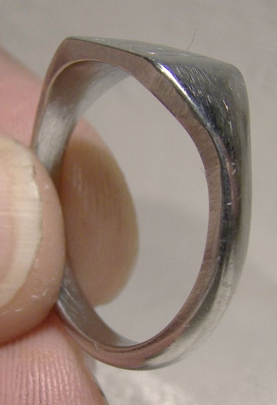 14K White Gold Signet Ring 1950s - Size 8-1/2