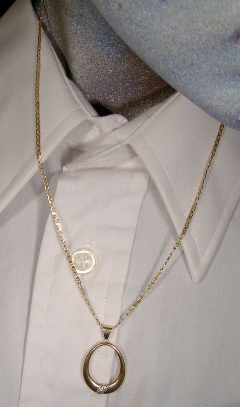 10k White and Yellow Gold Loop Pendant on 14K Chain Necklace