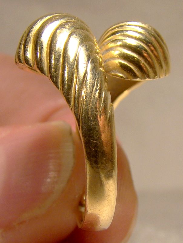 18k Yellow Gold Double Swirl Design Ring Size 6-1/2 - 8.58 Grams
