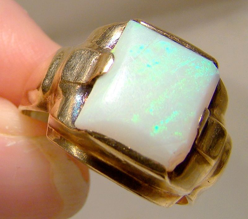 10K Yellow Gold Man's Opal Ring 1940s