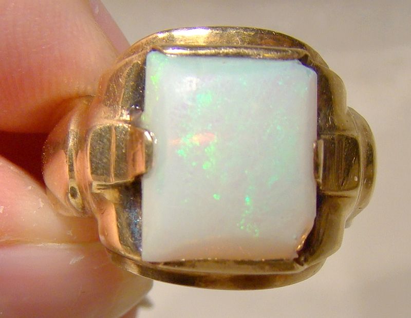 10K Yellow Gold Man's Opal Ring 1940s