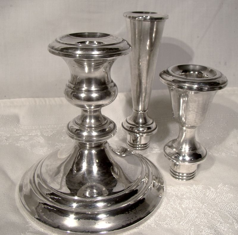 Pair Gorham 1190 Sterling Silver 11-1/4&quot; Convertible Candlesticks 3Pcs