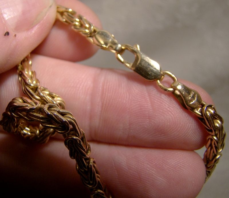14K Yellow Gold Birdcage or Byzantine Chain Necklace - 15.5 Grams