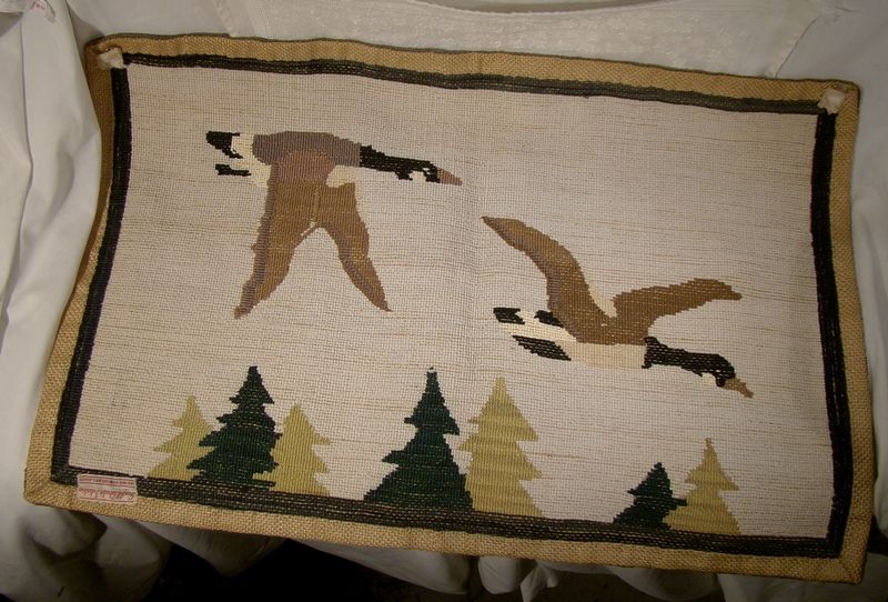 Grenfell Flying Canada Geese 23&quot; x 15&quot; Hooked Mat Wall Hanging