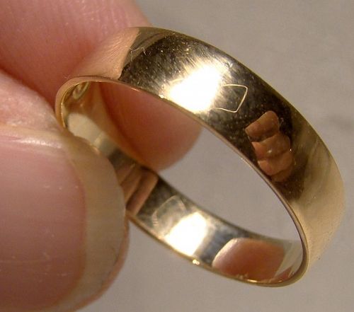 18K Yellow Gold Wedding Band Ring 1890s - Size 7