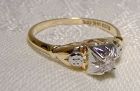 14K & 18K Art Deco Diamond Ring 1920s-30s - Size 6-1/4