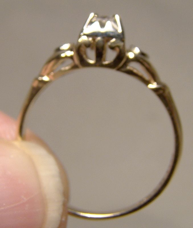 14K &amp; 18K Art Deco Diamond Ring 1920s-30s - Size 6-1/4