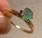 9K Yellow Gold Genuine Emerald Solitaire Ring 1960 - Size 6-1/2