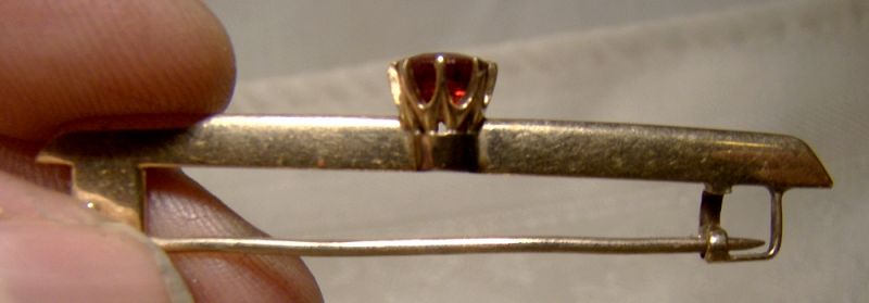 10K Rose Gold Garnet Bar Pin Brooch 1880-1910