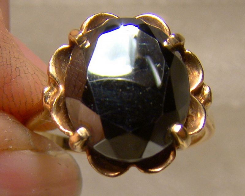 10K Yellow Gold Black Alaskan Diamond Ring 1970s - Size 6-1/2