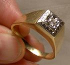 Man's 10-14K Yellow and White Gold Diamond Ring 1950s-60s - Size 14