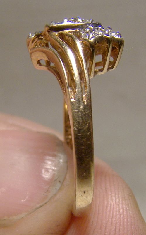 10K Yellow Gold Diamonds Ring 1960s-70s - Size 5-3/4