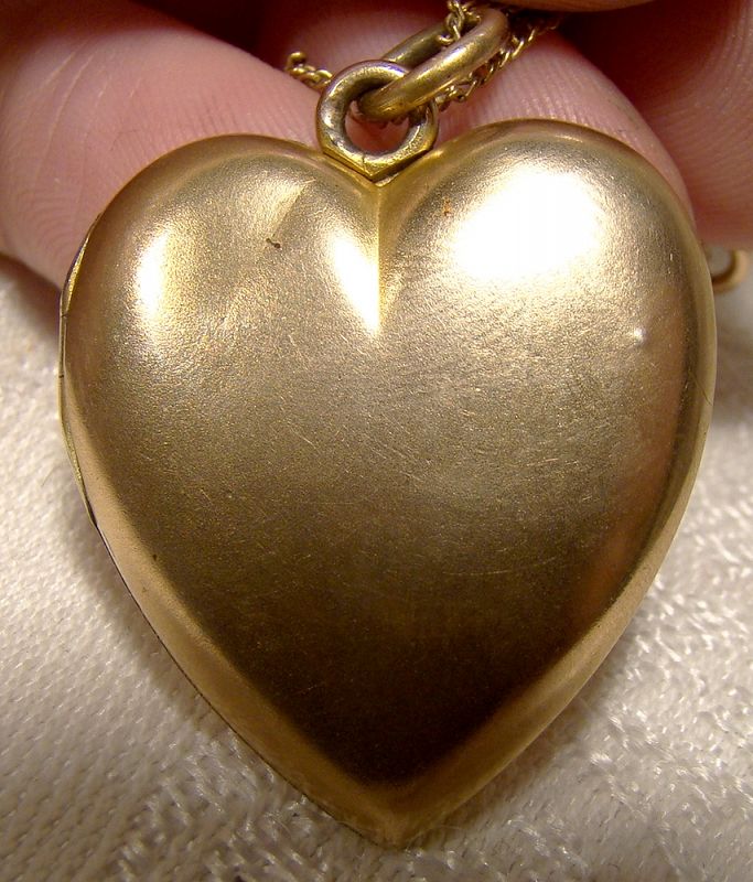 Gold Filled Moon and Star Rhinestone Heart Photo Locket on Chain