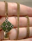 Victorian Edwardian Green Tourmaline, Red Spinel and Pearls Pendant