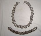 Mexican Sterling Silver Necklace and Bracelet Set 1930s