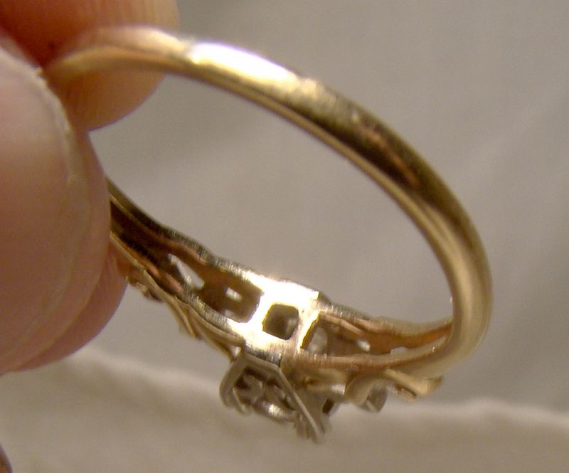 14K Diamond Engagement or Wedding Ring 1930s - Size 6
